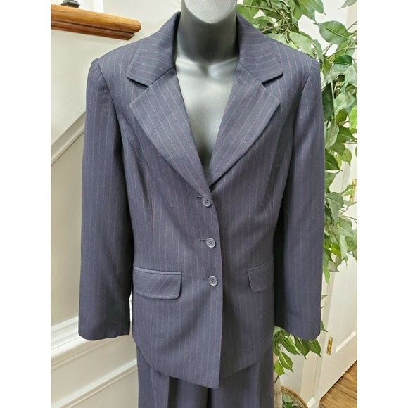 Evan Picone Women Black Lined Polyester Long Sleeve Blazer & Pant 2Piece Suit 10 - Picture 5 of 16